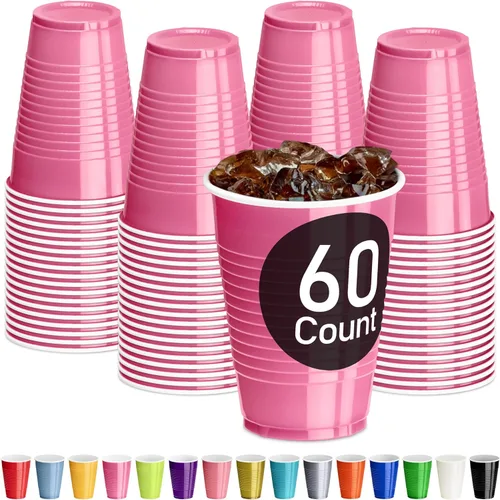 Vista 11 de DecorRack - Vasos desechables y reutilizables de 12 onzas para fiestas de cumpleaños, despedidas de soltera, campamentos, eventos en interiores y al