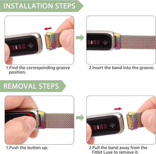 Vista 4 de Amzpas Correa de metal compatible con bandas Fitbit Luxe para mujeres y hombres, correa de repuesto de malla de acero inoxidable para Fitbit