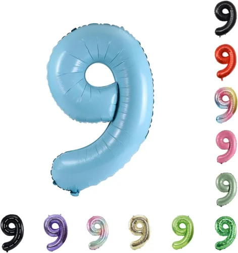 Vista 10 de Globo grande de helio con números 0-9 de 40 pulgadas para cumpleaños, bodas y fiestas (rojo, 9)