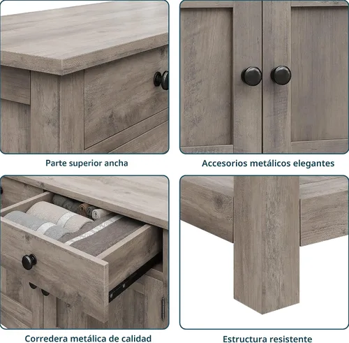 Vista 6 de HOSTACK Farmhouse - Mesa consola con almacenamiento, mesa de entrada de 35 pulgadas de ancho, gris ceniza