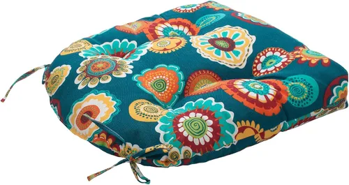 Vista 8 de Magpie Fabrics Juego de 2 cojines de asiento capitoné para exteriores e interiores con lazos, 19 x 19 pulgadas, impermeables, para silla de patio