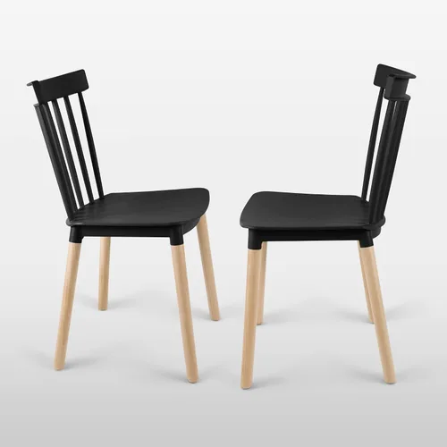 Vista 6 de DSW - Sillas de comedor de plástico modernas sin brazos con patas de madera para estar, dormitorio, cocina, comedor, sala de espera, restaurantes