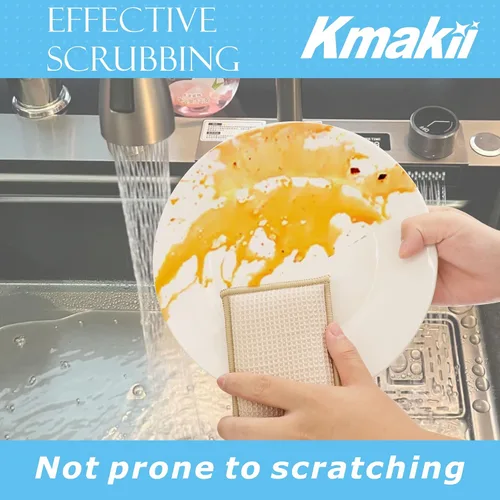 Vista 6 de KMAKII Esponjas de cocina de bambú, esponja para platos, esponjas de limpieza súper absorbentes, paquete de 12