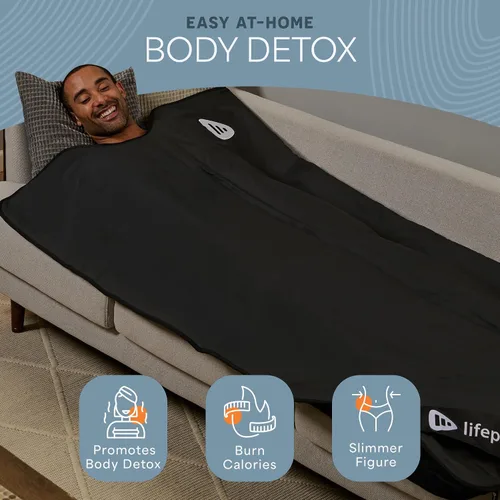 Vista 2 de Manta de sauna infrarroja LifePro para desintoxicación y relajación – Sauna portátil de infrarrojos lejanos para el hogar para desintoxicación