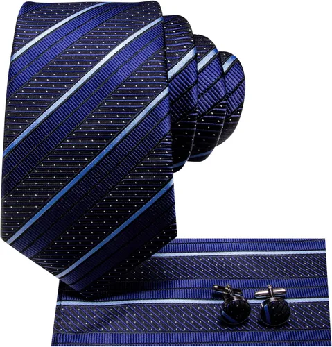 Vista 259 de Hi-Tie Corbatas de seda para hombre, diseño de cachemira a rayas, con bolsillo, gemelos cuadrados, conjunto formal de negocios
