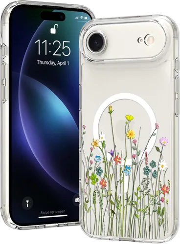 Vista 19 de OOK Magnetic for iPhone 17 Case Clear Pretty Flower Girls Women [Not Yellowing][Screen Protector] [ MagSafe Compatible] with Full Camera Lens