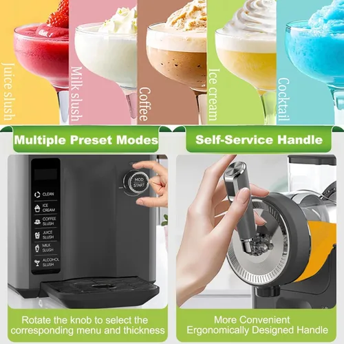 Vista 4 de Máquina de granizado de 150w para el hogar: 15-60 minutos máquina de granizado, congelado bebida y máquina de granizado con 5 programas