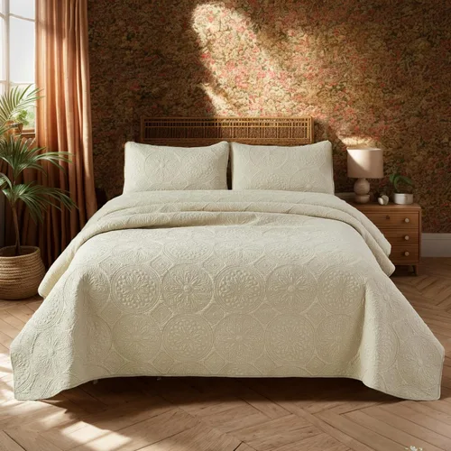 Vista 4 de Brandream juego de cama de lujo de 3 piezas, color blanco, de gran tamaño, juego de edredón, tamaño queen