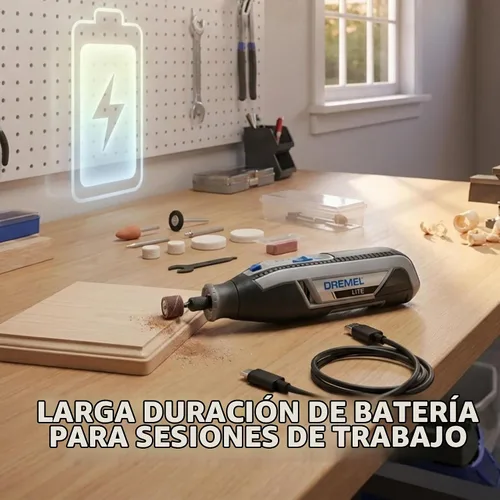 Vista 2 de Dremel Lite 7760 N/10 - Herramienta rotatoria inalámbrica de iones de litio de 4V, kit multipropósito de velocidad variable, carga USB, cambios