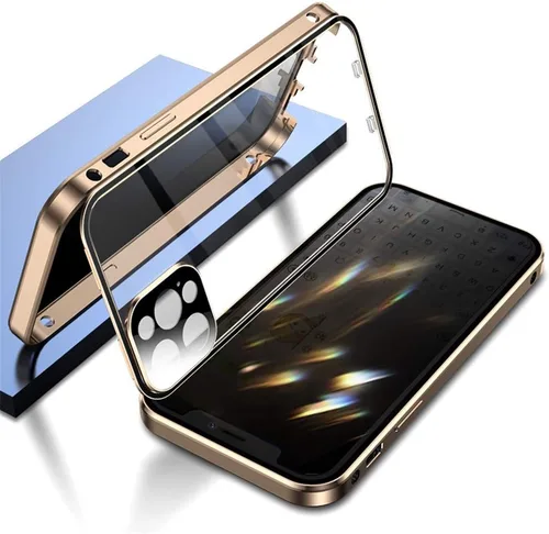 Vista 13 de Funda antiespía doble con bloqueo de seguridad para iPhone 11 Pro, carcasa de aluminio con protector de pantalla para lente de cámara, protección