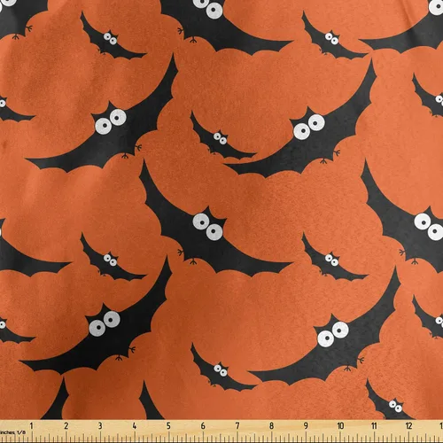 Vista 70 de Ambesonne The Yard, tela de calavera colorida con temática de Halloween, diseño de calavera y huesos cruzados, divertido estampado de dibujos