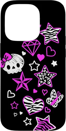 Vista 17 de Carcasa estética para iPhone 16 McBling Doodles Bimbo Trashy Y2K Animal Print Star