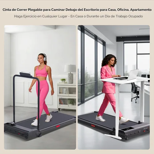Vista 7 de Walking Pad with Handle Bar, 2026 Upgrade Small Walking Pad Treadmill with Incline, 3.0HP Portable Under Desk Treadmill with Handles for Home Small