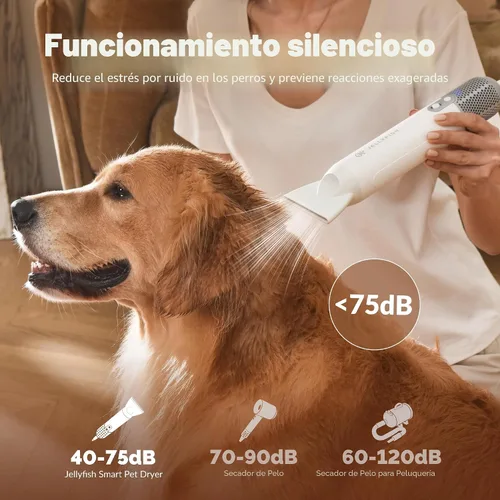 Vista 2 de Secador de pelo manual para perros Jellyfish - 0.55kg ligero, 2 velocidades, 4 temperaturas, secador de alta velocidad portátil para viajes y hogar