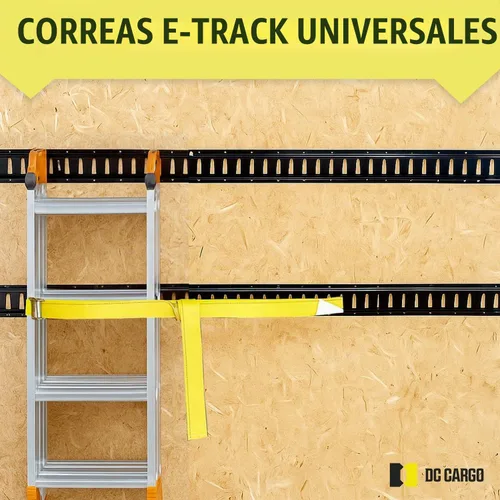 Vista 4 de DC Cargo Mall Correas de trinquete con hebilla de leva E-Track, amarres resistentes amarillos (paquete de 4), correas de hebilla de leva
