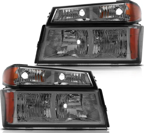 Vista 36 de Conjunto de faros delanteros para Chevy Avalanche 1500 2003-2006 para Avalanche 2500 03-06 para 1500 Classic 2007 carcasa negra reflector ámbar
