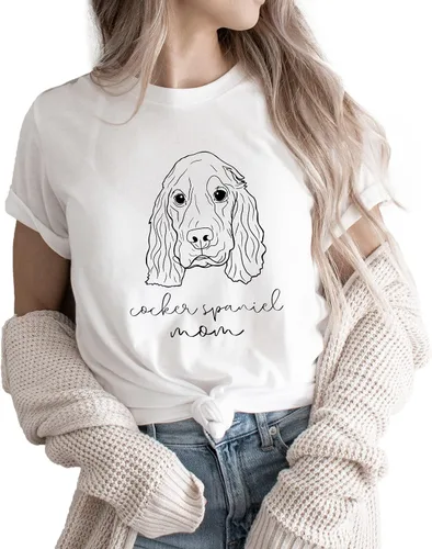 Vista 7 de Verita Culture Cocker Spaniel Mama Graphic T-Shirt Women Dog Mom Owner Gift T-Shirt New Puppy Adoption T Shirt White