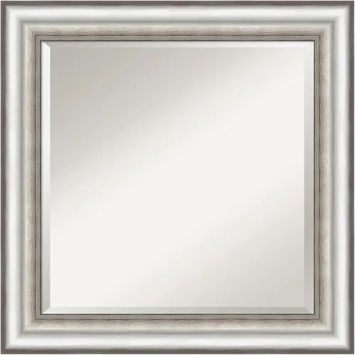 Vista 10 de Amanti Art Espejo de pared plateado de 25 x 21 pulgadas, espejo rectangular plateado de salón para baño, decoración de pared de sala de estar, marco