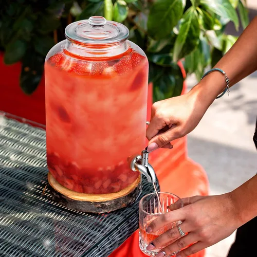 Vista 5 de Newtay Dispensador de agua de vidrio de 5 galones con tapa de vidrio y grifo de acero inoxidable, dispensador de bebidas hermético, a prueba
