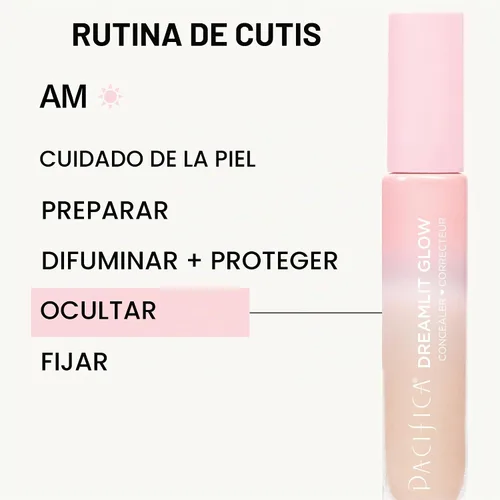 Vista 9 de Pacifica Corrector DreamLit Glow de cobertura completa con escualano para ojeras y corrección de manchas oscuras, ligero y duradero, vegano y libre