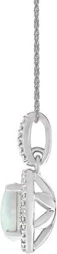 Vista 2 de Collar de plata de ley 925 con ópalo pulido y diamante Dwt .01, regalo de joyería para mujer, Metal Gema, diamante blanco Ópalo no conocido