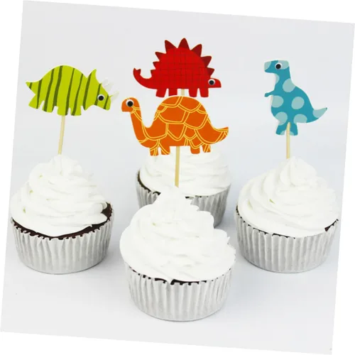 Vista 9 de 96 Pcs Dinosaur Cake Toppers Paper Birthday Party Decoration Picks