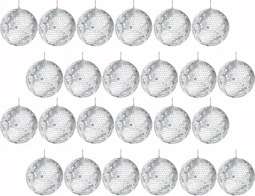 Vista 10 de Bola de discoteca de espejo de 12 pulgadas, bola colgante plateada de 2 pulgadas con cuerda adjunta, refleja la luz, recuerdo de fiesta