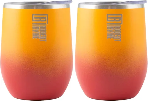 Vista 24 de Robert Irvine - Vaso térmico para vino negro de 12 onzas, juego de 2
