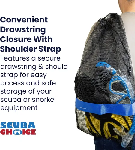 Vista 2 de Scuba Choice Mesh Drawstring Bag for Diving & Snorkeling – Lightweight, Quick-Dry Gear Sack for Mask, Fins and Snorkels