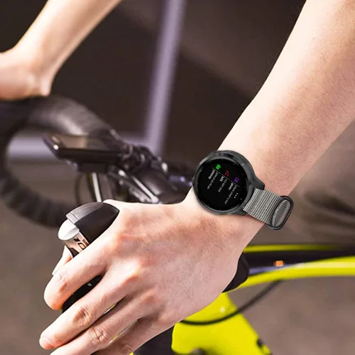Vista 3 de FINTIE Quick Release Nylon Band 22mm Replacement Sport Strap Compatible with Garmin Vivoactive 4 45mm, Venu 2, Fossil Gen 5, Amazfit GTR 2, Gris