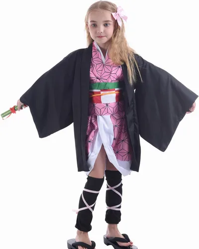 Vista 4 de Nuoqi Nezuko Cosplay Nezuko Disfraz de Nezuko Kimono Uniforme Completo