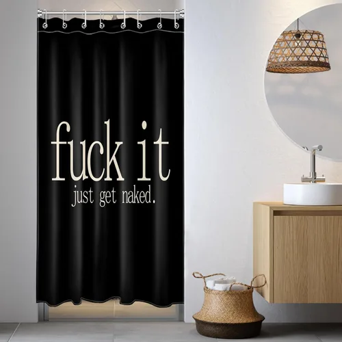 Vista 23 de LB Fuck It Get Naked - Cortina de ducha pequeña de 48 x 68 pulgadas, forro de cortina de ducha en blanco y negro, cortina de ducha estrecha