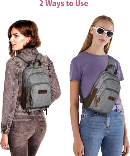 Vista 3 de PACKISM Mochila pequeña para mujer, bolsa convertible con múltiples compartimentos, correas ajustables, mini mochila