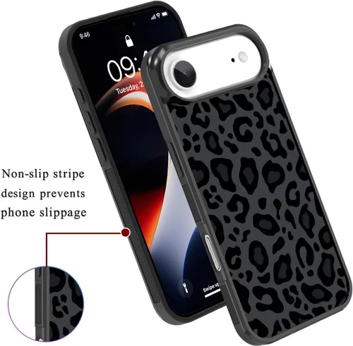 Vista 121 de KANGHAR - Funda compatible con iPhone 11, diseño de leopardo negro, textura de neumático antideslizante, a prueba de golpes, funda protectora