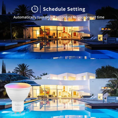 Vista 11 de Paquete de 4 bombillas inteligentes GU10, RGBCW que cambian de color, bombillas LED Alexa de 5 W, bombillas de pista WiFi, regulables