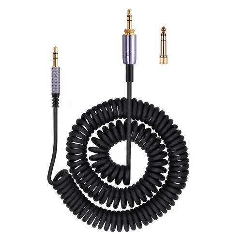Vista 8 de weishan Studio3 - Cable de audio en espiral para auriculares inalámbricos Beats Studio Pro / Studio3 / Solo4 / Solo3, micrófono en línea de 0.138 in