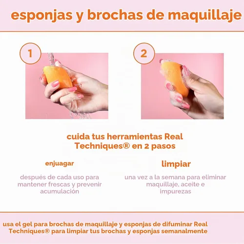 Vista 17 de Real Techniques - Juego de 8 piezas de brochas y esponjas Level Up, brochas de maquillaje para sombra de ojos, base, colorete y bronceador, esponja