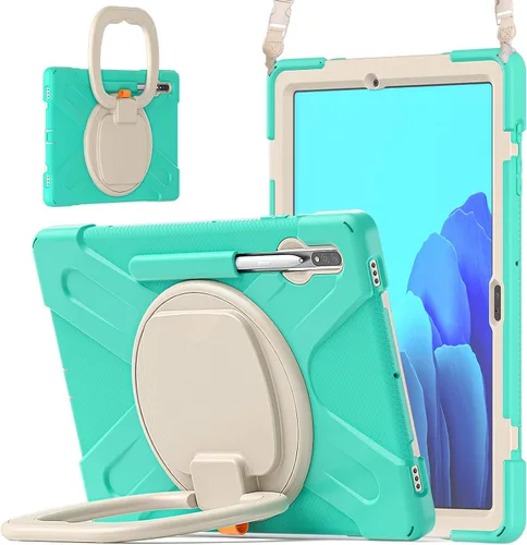 Vista 16 de 360 Rotation Case for Galaxy Tab ActivePro/Tab Active4 Pro/Active 5 Pro 10.1" Sturdy Cover Rotate Ring Stand Shoulder Carrying Strap Hand Strap
