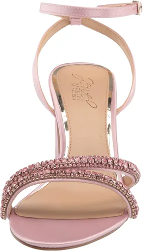 Vista 2 de Jewel Badgley Mischka Rosa - Sandalia de tacón con correas de piedras preciosas