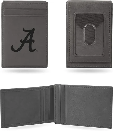 Vista 72 de Rico Industries NCAA - Cartera de bolsillo frontal grabada con láser gris, compacta, cómoda, delgada
