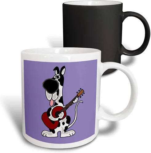 Vista 9 de All Smiles Arte Música – Gran danés arlequín tocando la guitarra – Tazas, Negro/Blanco