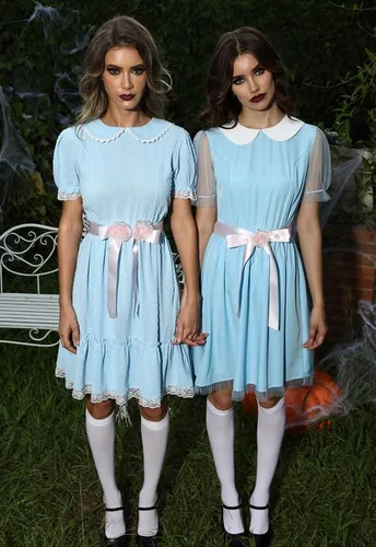 Vista 2 de Spadehill Disfraz de Lolita de manga abombada azul de Halloween para mujer