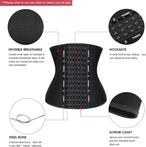 Vista 4 de KIMIKAL Entrenador de cintura para mujer, corsé deportivo de torso largo, cinturón debajo de la ropa, faja moldeadora con control de abdomen