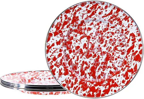 Vista 4 de Golden Rabbit Enamelware Sandwich Plates, 8.5 inch, Americana, Set of 4