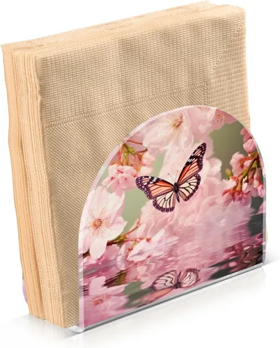 Vista 2 de Napkin Holder Streamside Butterfly Napkin Holders for Tables, Clear Acrylic Napkin Holders Cocktail Napkin Holder for Kitchen Restaurant Bar Home