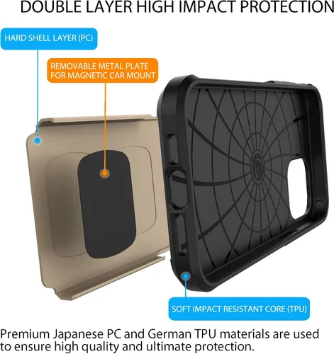 Vista 2 de Luvvitt Ultra Armor Funda diseñada para iPhone 12 Pro Max con placa de metal extraíble para soporte magnético
