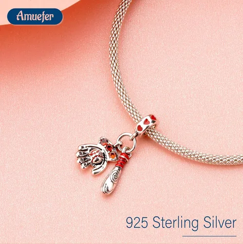 Vista 2 de Abalorios para pulseras de graduación y deportes de plata de ley 925 para collares, regalos para mujeres