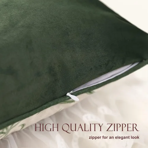 Vista 3 de Patdrea Designer - Juego de 4 fundas de almohada de terciopelo vintage, diseño de Botticelli Elegant Lumbar Ruffle Pillow Case with Zipper,Green