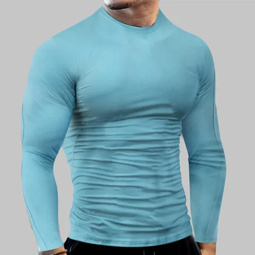 Vista 47 de Camisas de compresión atléticas de manga larga para hombre, capa base, camisa de entrenamiento atlético, camisas de compresión, camisetas deportivas