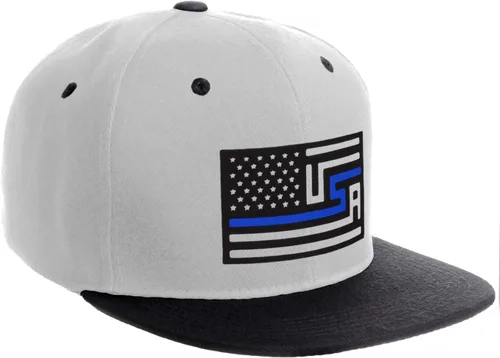 Vista 5 de I&W Hatgear Bandera de Rediseño de Estados Unidos Delgada Azul Línea Roja Soporte American Servicemen Sombrero El Snapback Línea Azul Delgada
